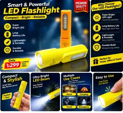 PL-033 Rechargeable Zoom Torch Light | LED Flashlight | 300mAh | Type-C | Police Light
